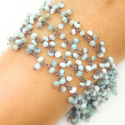 Larimar Cluster Dangle Oxidized Wire Chain.